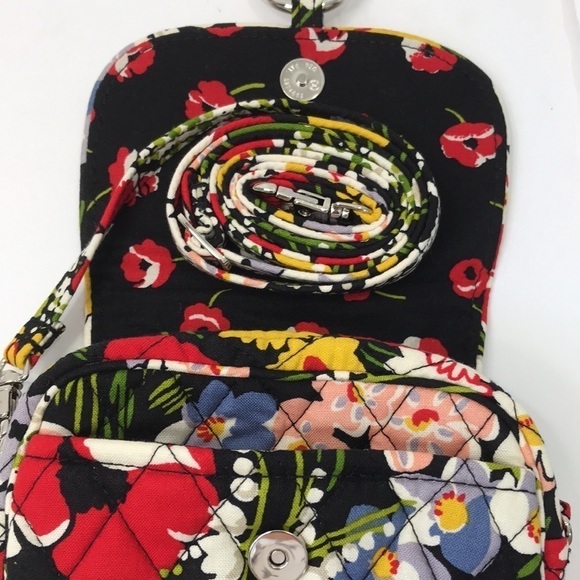 VERA BRADLEY Black Poppy Fields Little Hip Crossbody Bag - Picture 3 of 6